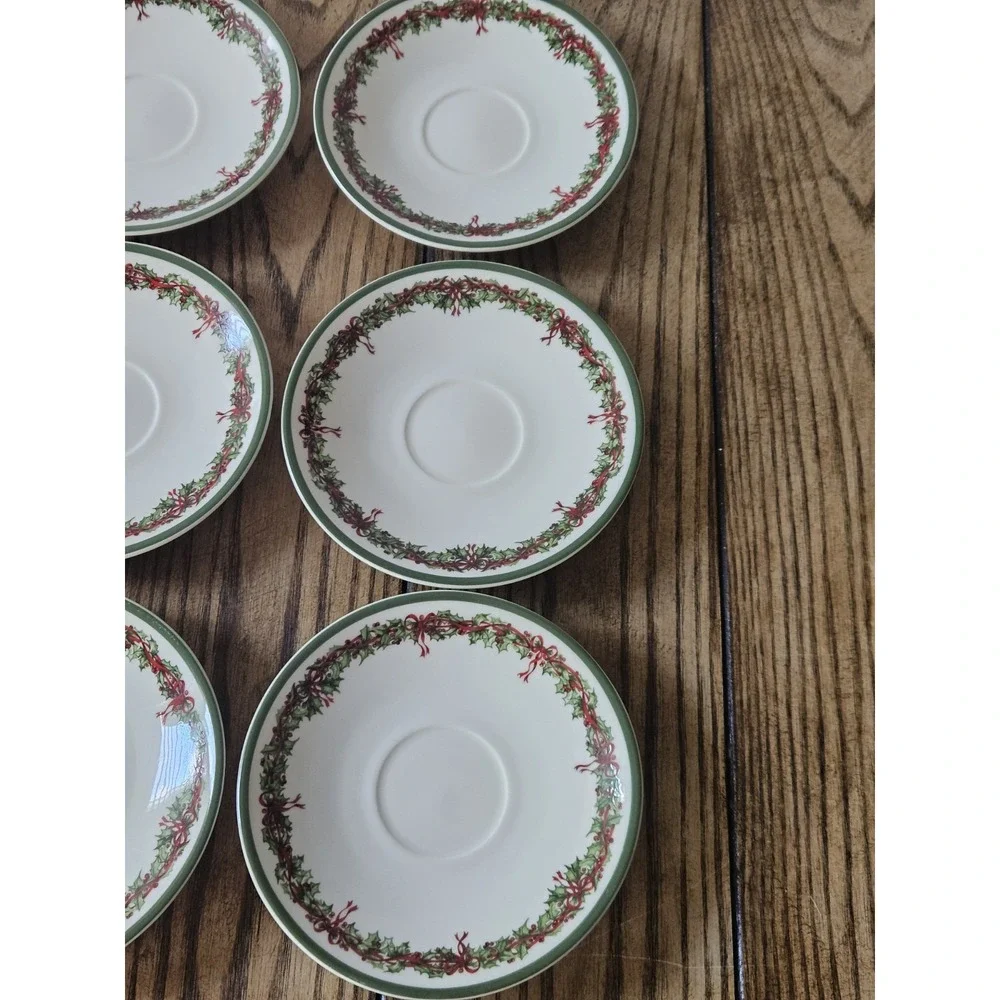 Christopher Radko Traditions Holiday Celebrations Christmas Saucers Set Of 6